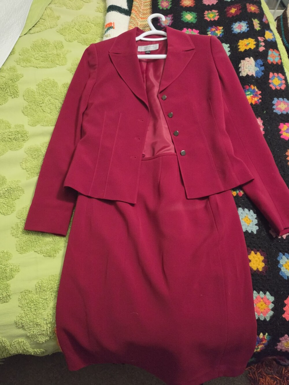 Womens Red Two-Piece Skirt Suit Set, Tahari Sz 4